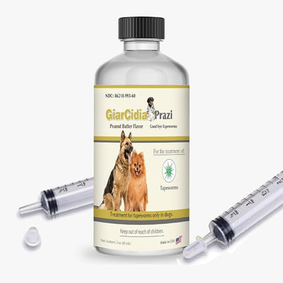 No More Tapeworms in Dogs and Puppies - USA Made Dewormer for Puppies and Dewormer for Dogs - Peanut Butter Flavour-Glass Bottle with 3ml Dropper (60ml)