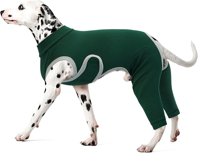 Kuoser Dog Surgery Recovery Suit, Professional Dog Surgical Suit for Back Legs, Soft Dogs Recovery Sleeve to Prevent Licking Biting Wounds, Dogs Onesie After Surgery Elbow Protector, Green L