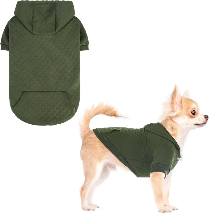 KOOLTAIL Small Dog Sweater, Ultra-Warm & Soft Winter Fall Sphynx Cat Clothes for Cats Only, Lightweight Dog Hoodie Sweatshirt for Small Dogs Boy Girl Yorkie, Chihuahua, Shih-Tzu, Puppy, Green XS