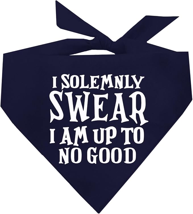 I Solemnly Swear I Am Up to No Good Dog Bandana (Navy, XS 1101)