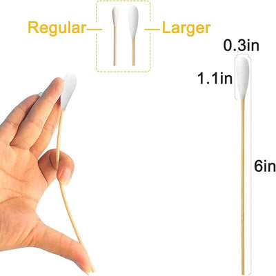 Egaageoi 100 Pcs 6 Inch Large Cotton Swabs for Dog Ear with Bamboo Handle | for Pet Owners, Groomers, Vet, Outdoor Care, After Swimming, Daily use, with Soft Cotton Tips, Safe Reach for Wax Removal