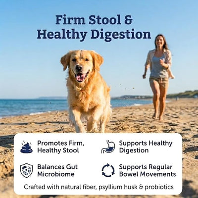 Fiber for Dogs Psyllium Husk, 3-in-1 Soft Chews with Pumpkin Powder & Probiotic Blend for Diarrhea Relief, Scooting & Anal Gland Support