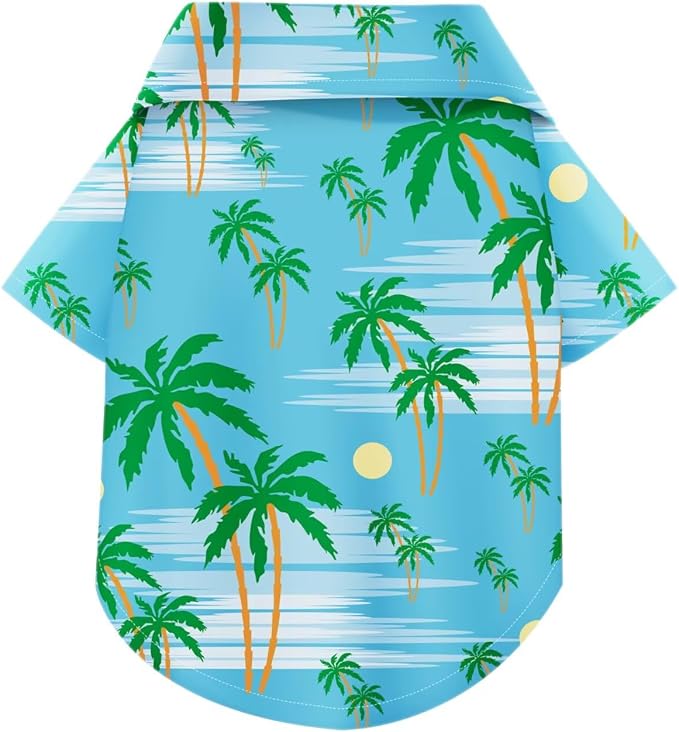 Hawaiian Dog Shirt – Lightweight and Breathable Summer T-Shirt with Tropical Prints, Fun Beach Outfit for Small, Medium, and Large Dogs, Perfect for Hot Days and Outdoor Vacation.Tree XXL