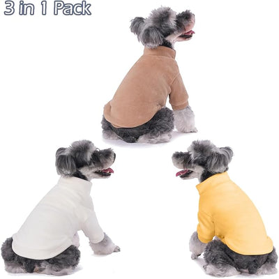 GYALAPERI Dog Sweater, 3 Pack Dog Sweaters for Small Dogs Girl Boy, Ultra Soft Warm Puppy Clothes Dog Coat for Winter (Camel+Beige+Yellow, X-Large)