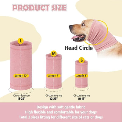 Dog Calming Hoodie Head Wrap,No Shake Anxiety Relief Quiet Thunder Vest for Dogs,Ear Protection Head Muffs for Grooming,Pet Covers for Fireworks,Vet Visits,Bathing,Pink,L