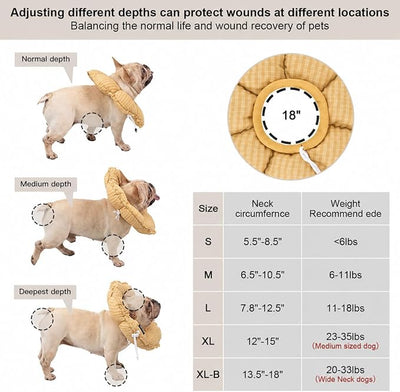 H HIDREAM Dog Cone Collar Stress-Free Recovery Cone Alternative: Adjustable Depth & Diameter for Wide-Neck Dogs (Pugs, Bulldogs, Bullies) Daisy Yellow XL-B
