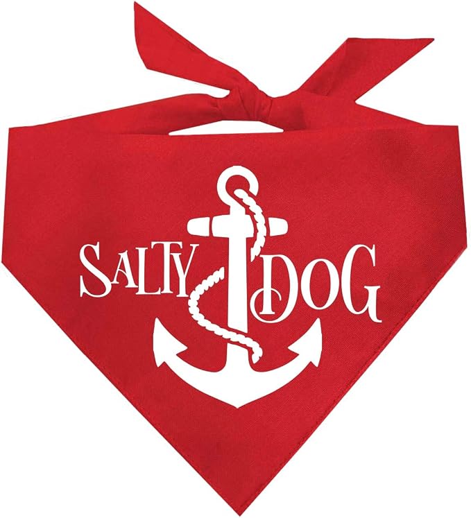 Salty Dog Dog Bandana 100% Cotton Adjustable Triangle Summer Vacation Beach Pool | Red, X-Small (100)