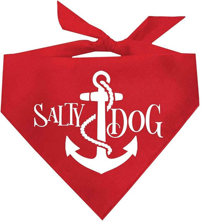 Salty Dog Dog Bandana 100% Cotton Adjustable Triangle Summer Vacation Beach Pool | Red, X-Small (100)