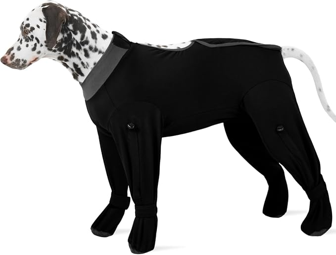 ROZKITCH Recovery Suit for Dogs After Surgery, Anti-Licking E-Collar & Cone Alternative with Adjustable Leg Drawstrings, Full-Body Bodysuit for Large Dogs, Anti Shedding & Wound Licking Black 2XL
