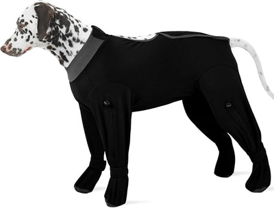 ROZKITCH Dog Recovery Suit for Spay/Neuter Surgery, Footie Pajamas with Feet, Soft Bodysuit for Wound Protection, Full Coverage, Prevent Licking Shedding & Hair Loss for Large Dogs Black 3XL