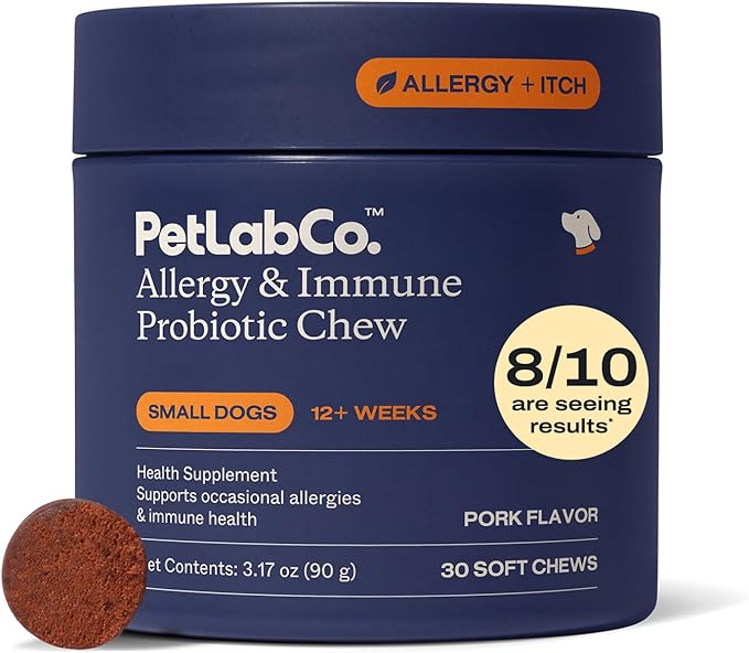 PetLab Co. Allergy & Immune Daily Probiotics for Dogs. Supports Yeast Production, Seasonal Allergies, Intermittent Itchiness, Gut & Digestive Health - 30 Chews for Small Dogs - Packaging May Vary