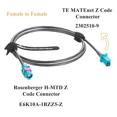 Original Rosenberger H-MTD Female to TE MATEnet Female Automotive Ethernet Cable 1Gbps E6K10A-1BZZ5-Z to 2302510-9 Shielded Connector 100/1000BASE-T1 for ADAS Camera, ECU, IVI Networking(1M/3.28FT)