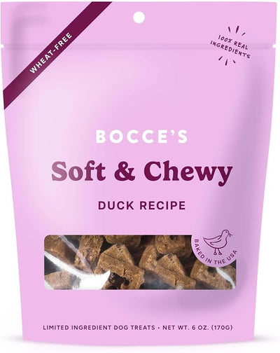 Bocce's Bakery Oven Baked Duck Recipe Treats for Dogs, Wheat-Free Everyday Dog Treats, Made with Real Ingredients, Baked in The USA, Natural Soft & Chewy Cookies, Duck, 6 oz