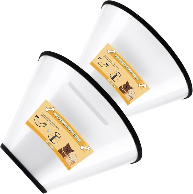 Soft Dog Cone Collar, 2 PCS (for Exact Size) Flexible Plastic Cone for Dogs After Surgery, Dog Recovery Collar, Adjustable E-Collar for Large/Medium/Small Dogs Cat, Comfy Elizabethan Collar (L)