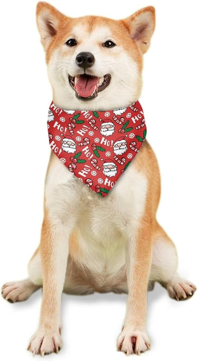 KEIAHUAN Christmas Dog Bandanas Santa Claus Holiday Scarf Adjustable Washable Pet Bibs Holiday Pet Costume Accessories for Small Medium Large Dogs Cats