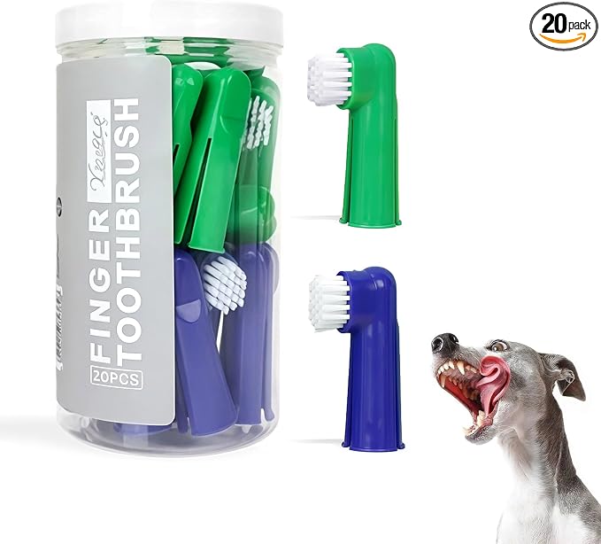 20Pcs Dog Finger Toothbrush with Soft Nylon Bristles Dog Toothbrush Finger Dog Teeth Cleaning Tool Pet Dental Care Toothbrush for Puppies Dogs Kittens Cats