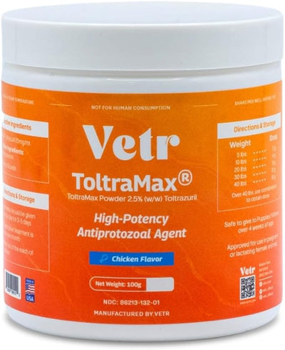 Vetr's Toltramax Toltrazuril Powder for Horses, Dogs, Cats, 100g (2.5%, Chicken)