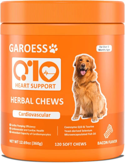CoQ10 Heart Chew for Dogs, Support Dogs Heart Health, Cognitive & Energy, CoQ10 Chews for Cardiovascular & Gum Health & antioxidant Protection, Bacon Flavor, 360 Count (3 Pack/Love it)
