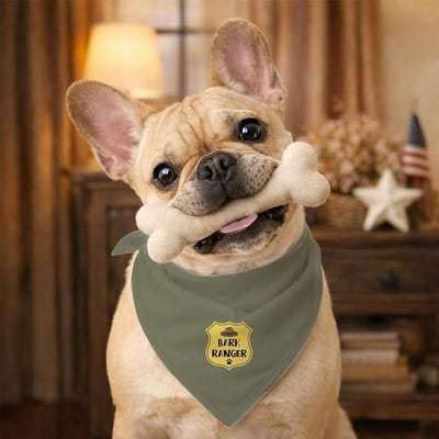 Bark Ranger Dog Bandana, Funny Park Ranger Badge Design Pet Scarf, Adventure Theme Outside Pet Accessory Bandana for Small and Medium Dogs, Adjustable Triangle Dog Scarf