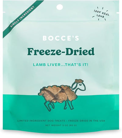 Bocce's Bakery Freeze Dried Lamb Liver Treats for Dogs - Natural, Freeze-Dried Treats Made with One Ingredient, Made in the USA, 3 oz