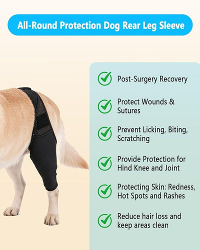 Dog Rear Leg Sleeve to Prevent Licking - Reusable Dog Surgery Recovery Suit with Adjustable Velcro, Breathable Comfortable Recovery Sleeve for Hot Spots & Wounds, Cone Alternative (XL Size)