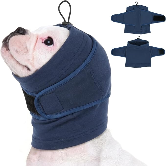 MIGOHI Dog Ear Muffs Noise Protection, Lightweight No Shake Ear Wraps for Dogs Hematoma, Anxiety Relief &Noise Cancelling Dog Ears Cover for Fireworks,Thunderstorms,Separation,Car Ride,Dryer, Blue M