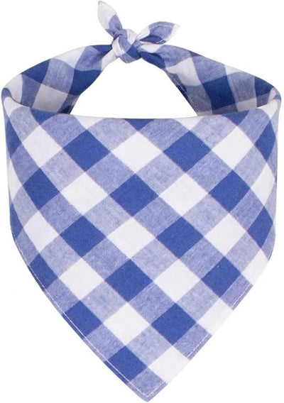 Dog Bandanas 1 Pack; Cotton Linen Blue Bandana Plaid for Large Dogs; Soft Breathable Dog Accessories; Classic Dog Apparel & Accessories(Blue Gingham, Large)
