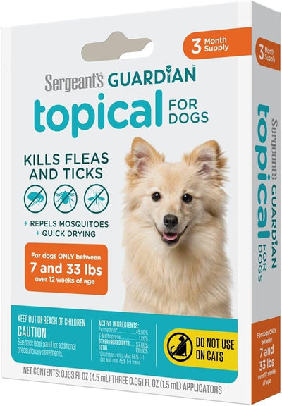 Sergeant's Guardian Flea & Tick Squeeze On for Dogs 7-33 lbs., 3 Count