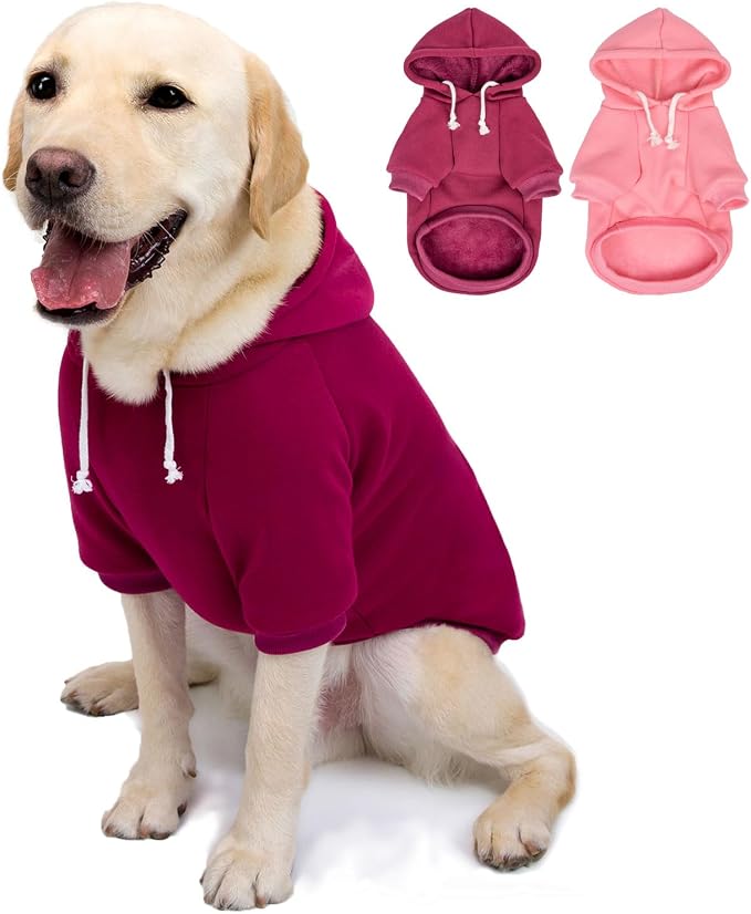 2-Pack Dog Hooded Sweaters & Jackets - Soft Dog Clothes Hoodie for Small/Medium/Large Dogs & Cats | All-Season Comfort & Fit, Stylish Pet Shirts Apparel & Accessories (Pink, Purple, Medium)