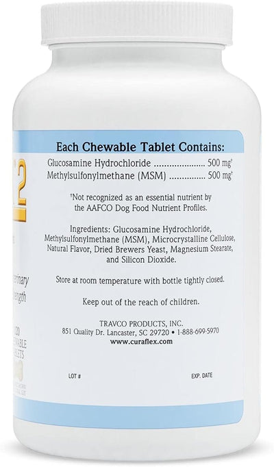Nutramax Curaflex 2 Joint Health Supplement for Dogs, 120 Chewable Tablets (Pack of 2)