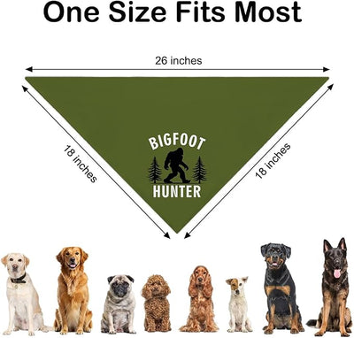 Sasquatch Hunter Green Dog Bandana, Funny Puppy Scarf Photo Prop for Adventure Hiking Camping, Sasquatch - Themed Pet Scarf Present for Outdoor Forest, Christmas Birthday Gifts for Dog Lover