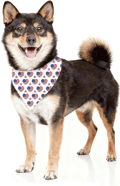 4th of July Dog Bandana, Patriotic Balloon Pet Triangle Scarf for Independence Day Party Outfit, American Flag Neckerchief for Small Medium Dogs, Independence Day Puppy Gift