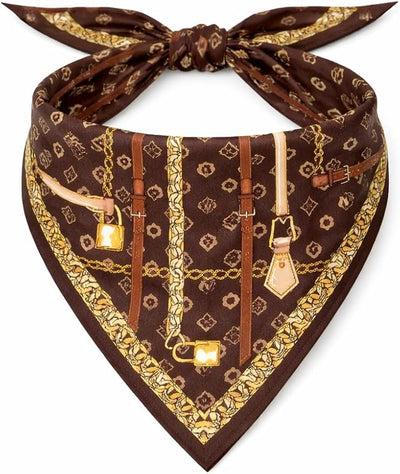 Luxury Dog Bandana Scarf for Small & Medium Dogs – Designer-Inspired Pet Neck Scarf, Soft Fabric Stylish Dog Accessory, Fashionable Puppy Bandana for Everyday Wear & Gifting (Small, Chewy Pawtton)