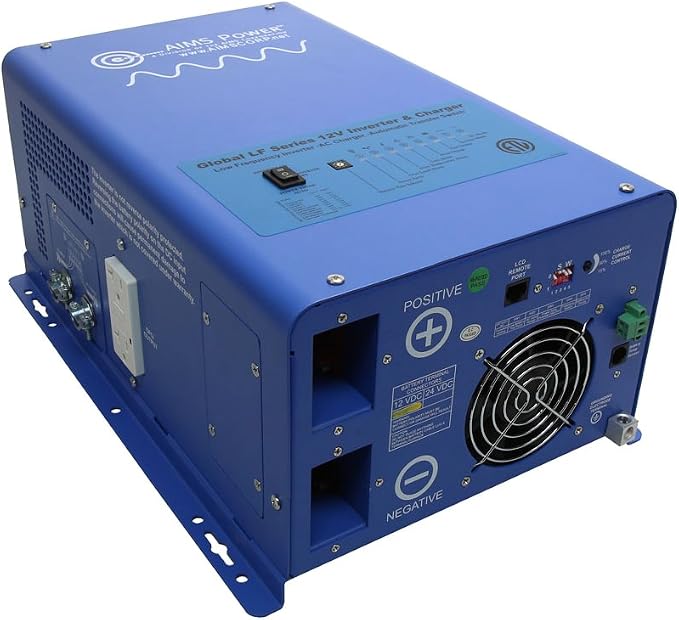 AIMS 3000W 12V Pure Sine Inverter Charger w/Transfer Switch 120V ETL