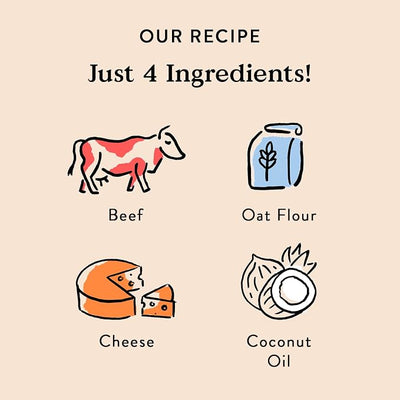 Bocce's Bakery Oven Baked Say Moo Treats for Dogs, Everyday Wheat-Free Dog Treats, Made with Real Ingredients, Baked in The USA, All-Natural Beef & Cheddar Biscuits, 5 oz