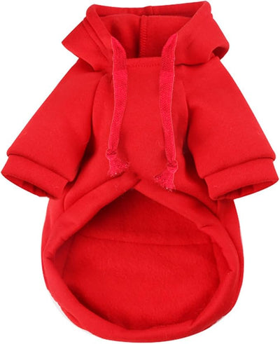 Jecikelon Dog Hoodies for Small Dogs with Zipper Pocket, Soft Fleece Puppy Clothes with Rope Hat, Warm Winter Outfits Cold Weather Coats, Cute Sweatshirt Chihuahua Costume (XX-Small, Y02-Red)