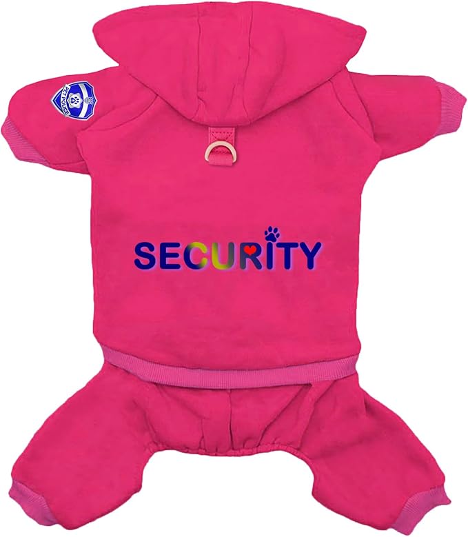 Izefia Dog Hoodie Security Clothes Tracksuit 4 Legs Jumpsuit Fleece Sweater Winter Sweat Shirt Warm Cotton Hoodies for Small Dog Medium Large Cat Magenta M