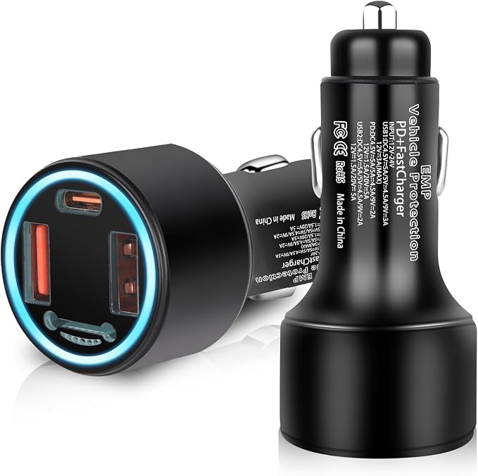EMP Vehicle Protection, Haoguo Protector Comes with 2 USB and 1 PDni Interfaces, Lightning, Solar Flare and Surge Protection, Suitable for 12-Volt DC in Cars and Trucks