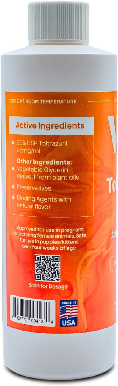 Toltrazuril 2.5% for Horses, Dogs, Cats, 240mL/8 Ounce, for Non-Food Chain Animals, Peanut Butter