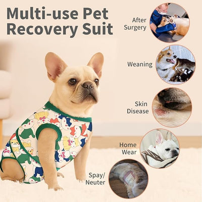 Soft Dog Surgery Recovery Suit for Female/Male Spay/Neuter, Bandana Set Included, E-Collar Cone Alternative, Large Dogs Onesie Full Body Surgical Suits After Spayed Neutered, Medical Pet Bodysuit, L