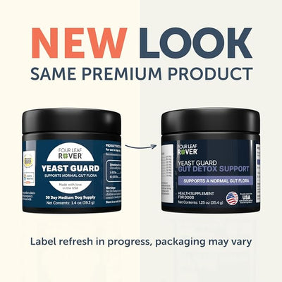 Dog Yeast Support for Itchy Skin, Ears & Paws - Four Leaf Rover Yeast Guard - Veterinarian Formulated with Organic Herbs - Helps Support Normal Yeast Levels & Healthy Skin - 30 Day Supply