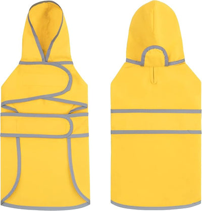 Dog Raincoat for Small Dogs Puppies Waterproof Jacket Hooded Rain Coats with Reflective Strips Leash Hole & Poncho Adjustable Fit (Yellow,S)