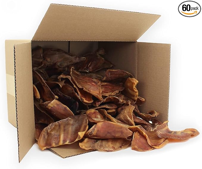 Best Pet Supplies GigaBite Whole Pig Ears for Dogs, 60 Pack - All-Natural Slow-Roasted Chews that Clean Teeth and Satisfy Aggressive Chewers