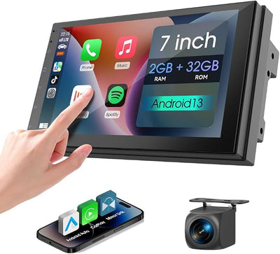 Haudio 7 inch Car Stereo Double Din with Wireless Carplay&Android Auto,Bluetooth,Channel RCA,Backup Camera,SWC,FM/AM|Apple Carplay Radio Screen for Car Audio Receivers|HD Touchscreen car Audio