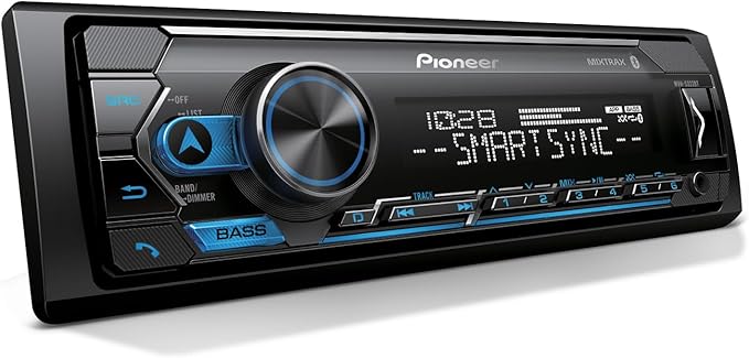 Pioneer MVH-S322BT 1-Din Digital Media Receiver – Bluetooth, USB, Color Change, FLAC, Voice Control, 50W x 4 Output, 13-Band EQ, AM/FM Radio, iPhone/Android Compatible, Front, Rear/SW Selectable RCA