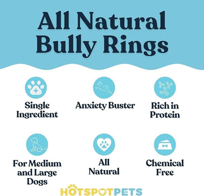 hotspot pets Premium All Natural Bully Stick Rings for Dogs, 3 Count | All Natural Long Twisted Beef Pizzle, Grain Free, Fully Digestible, Rawhide Alternative
