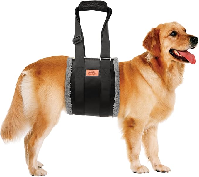 Adjustable Dog Lift Harness, Dog Sling for Large Dogs Hind Leg Support, Soft Lift Support Helps Senior, Injured, Disabled and After ACL Surgery Dogs-Black & Grey (Large)