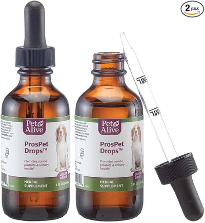 PetAlive ProsPet Drops for Pet Prostate and Bladder Health - Herbal Supplement for Dog Urinary Tract, Bladder and Immune Support - Constipation Relief - 118 ml, 2 Pack