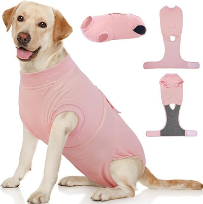 Kuoser Dog Surgery Suit Female Spay, Dog Recovery Suit Male Neuter, Pet Clothes Onesie for Surgery Anti Licking Abdominal Wounds Puppy Surgical Recovery Bodysuit Shirt, Substitute E-Collar & Cone