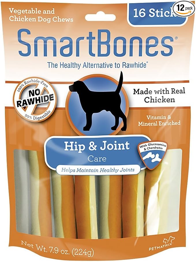 SmartBones Hip And Joint Care Sticks, Rawhide-Free Chews For Dogs, With Glucosamine And Chondroitin, 16 Count